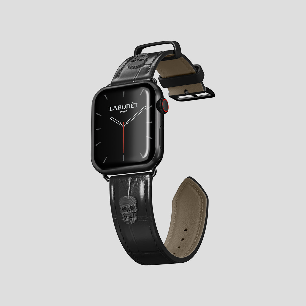 Black Classic Strap For Apple Watch 42mm In Alligator with Black Metal -1 | Black-Black