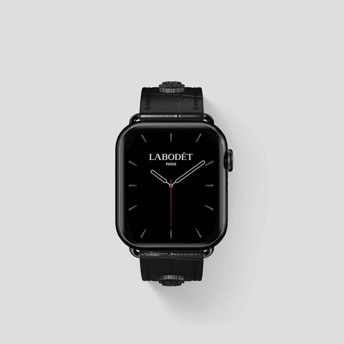 Black Classic Strap For Apple Watch 42mm In Alligator with Black Metal -2 | Black-Black