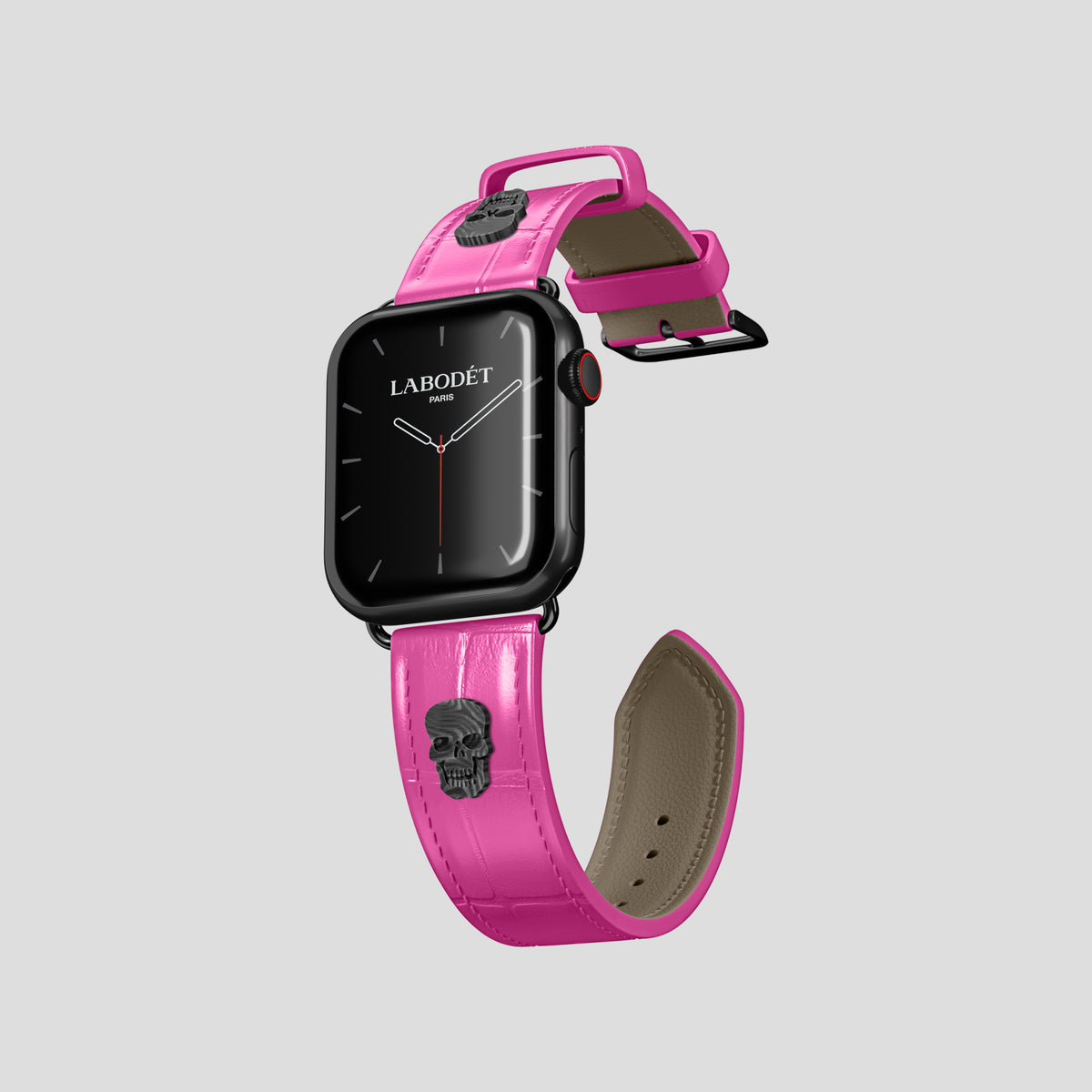 Fuchsia Classic Strap For Apple Watch 42mm In Alligator with Black Metal -1 | Fuchsia-Black