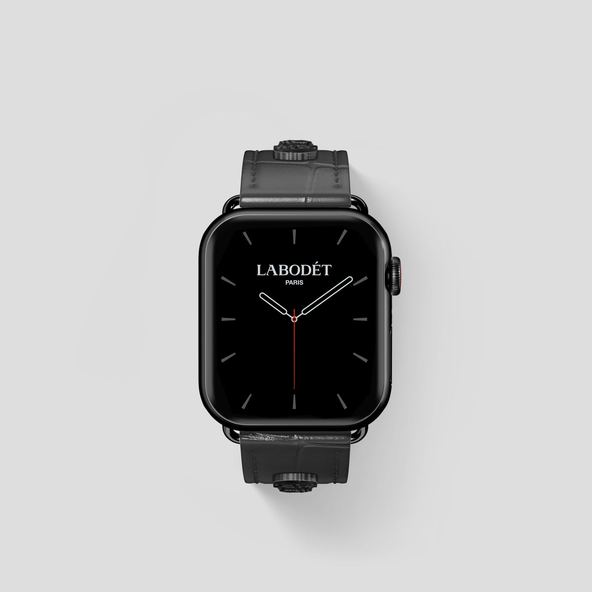 Grey Classic Strap For Apple Watch 42mm In Alligator with Black Metal -2 | Grey-Black