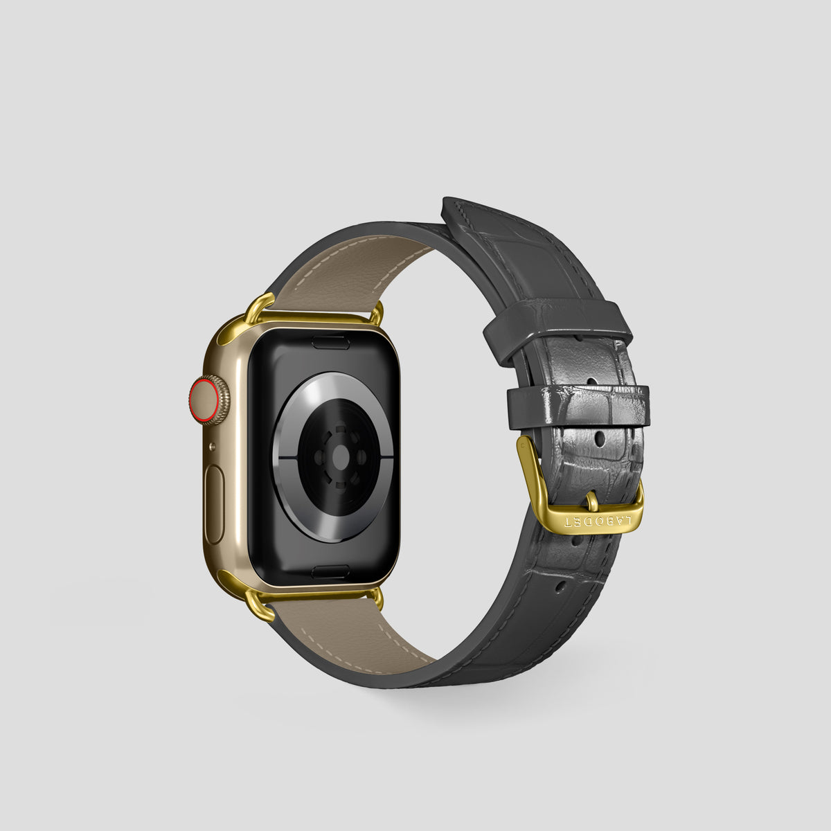 Grey Classic Strap For Apple Watch 42mm In Alligator with Gold Metal -3 | Grey-Gold