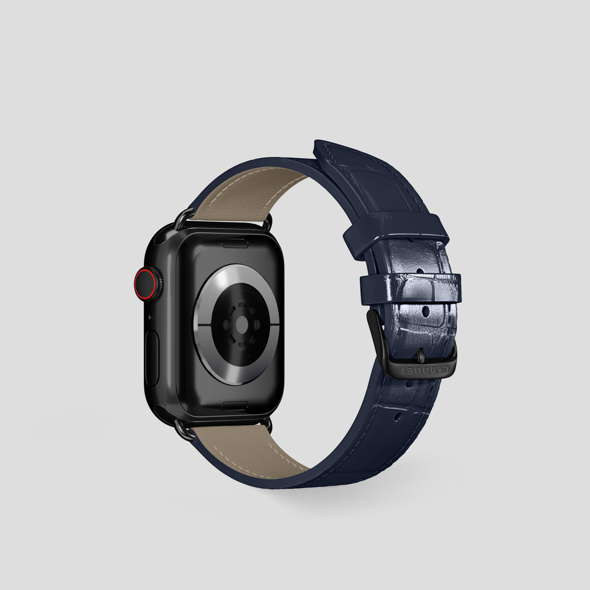Navy Blue Classic Strap For Apple Watch 42mm In Alligator with Black Metal -3 | Navy-Blue-Black