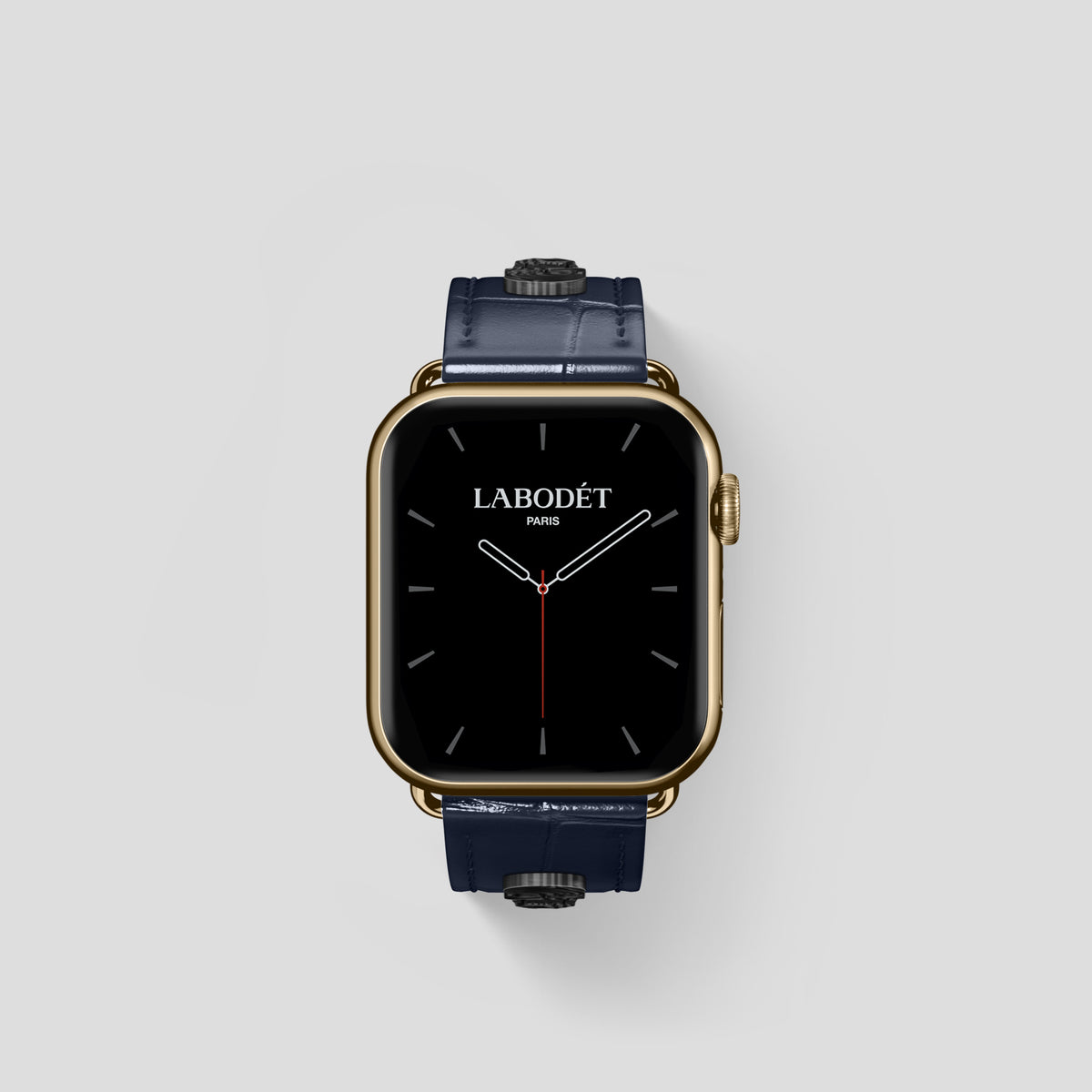 Navy Blue Classic Strap For Apple Watch 42mm In Alligator with Gold Metal -2 | Navy-Blue-Gold