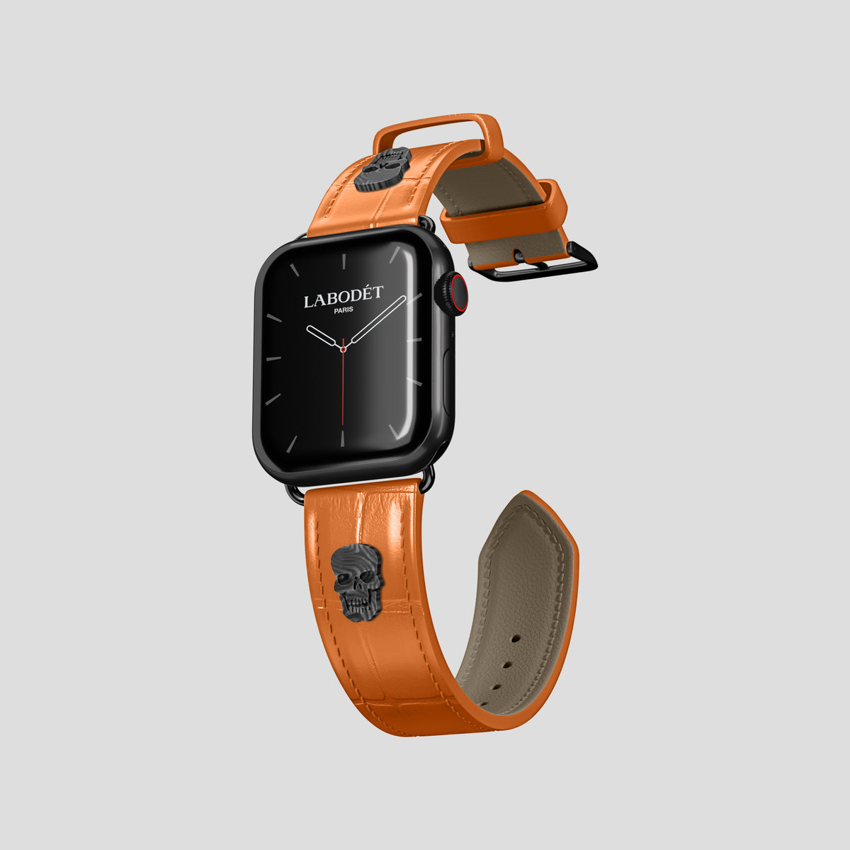 Orange Classic Strap For Apple Watch 42mm In Alligator with Black Metal -1 | Orange-Black