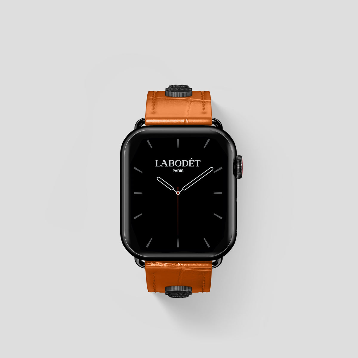 Orange Classic Strap For Apple Watch 42mm In Alligator with Black Metal -2 | Orange-Black