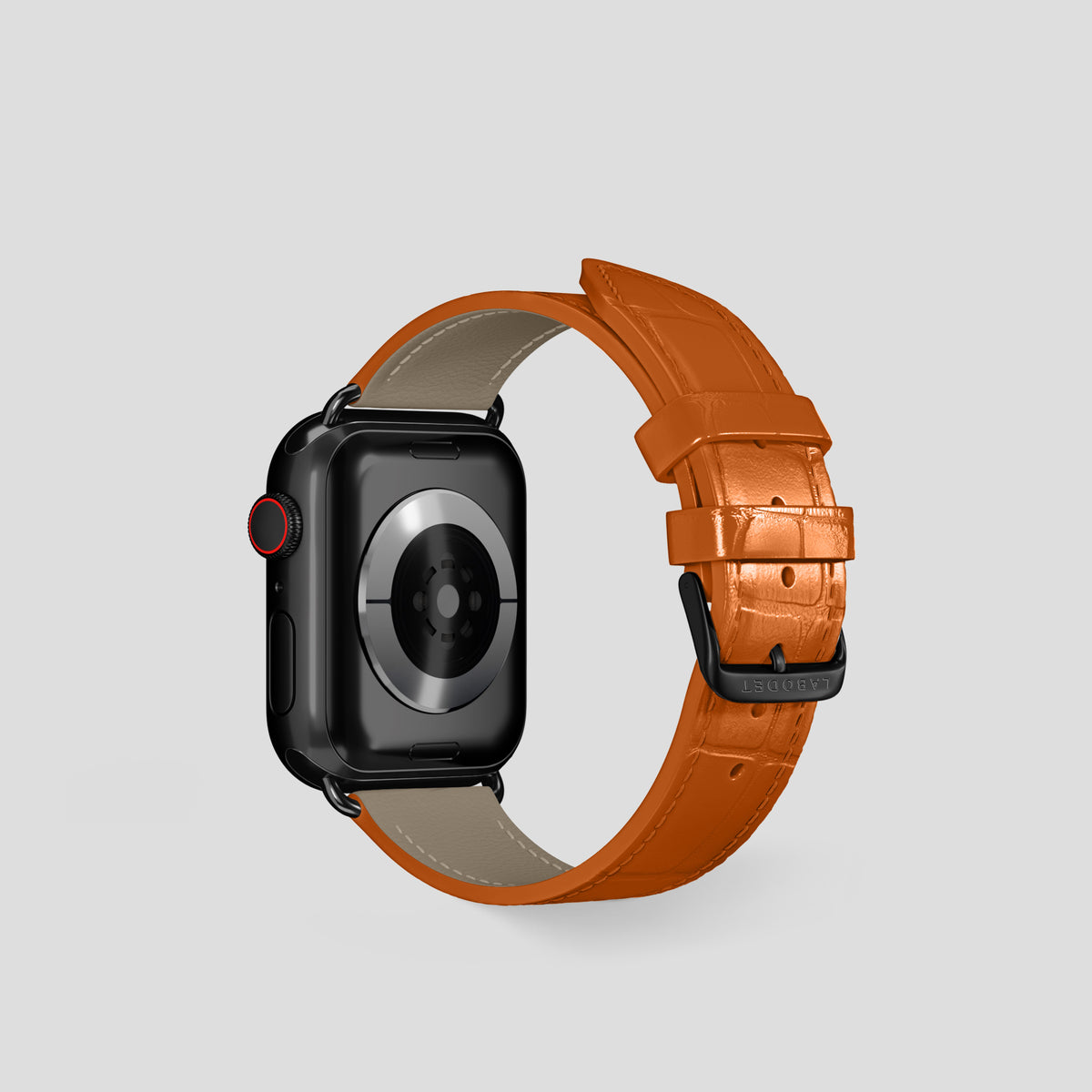 Orange Classic Strap For Apple Watch 42mm In Alligator with Black Metal -3 | Orange-Black