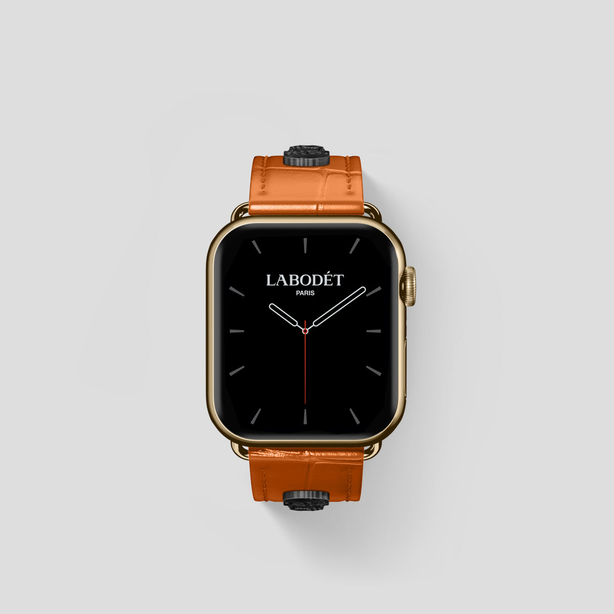 Orange Classic Strap For Apple Watch 42mm In Alligator with Gold Metal -2 | Orange-Gold
