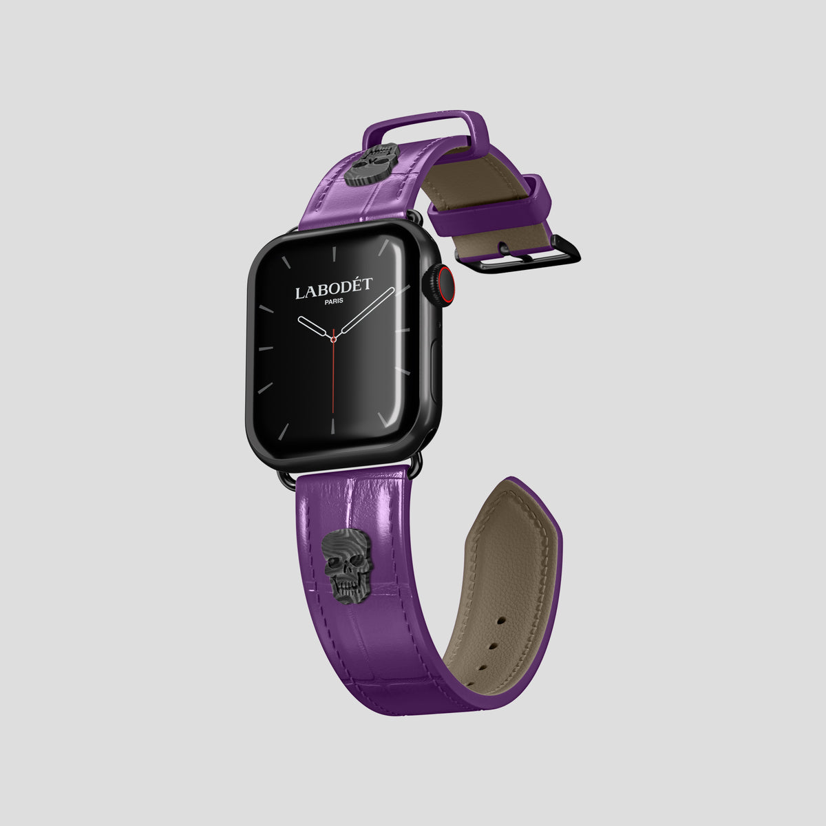 Purple Classic Strap For Apple Watch 42mm In Alligator with Black Metal -1 | Purple-Black