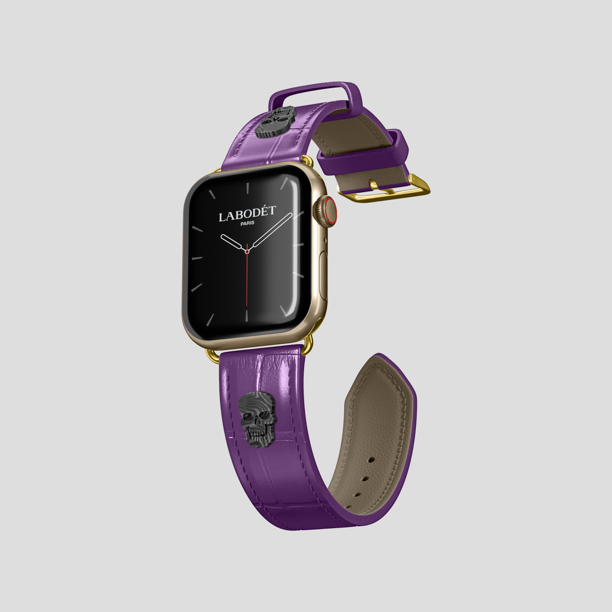 Purple Classic Strap For Apple Watch 42mm In Alligator with Gold Metal -1 | Purple-Gold