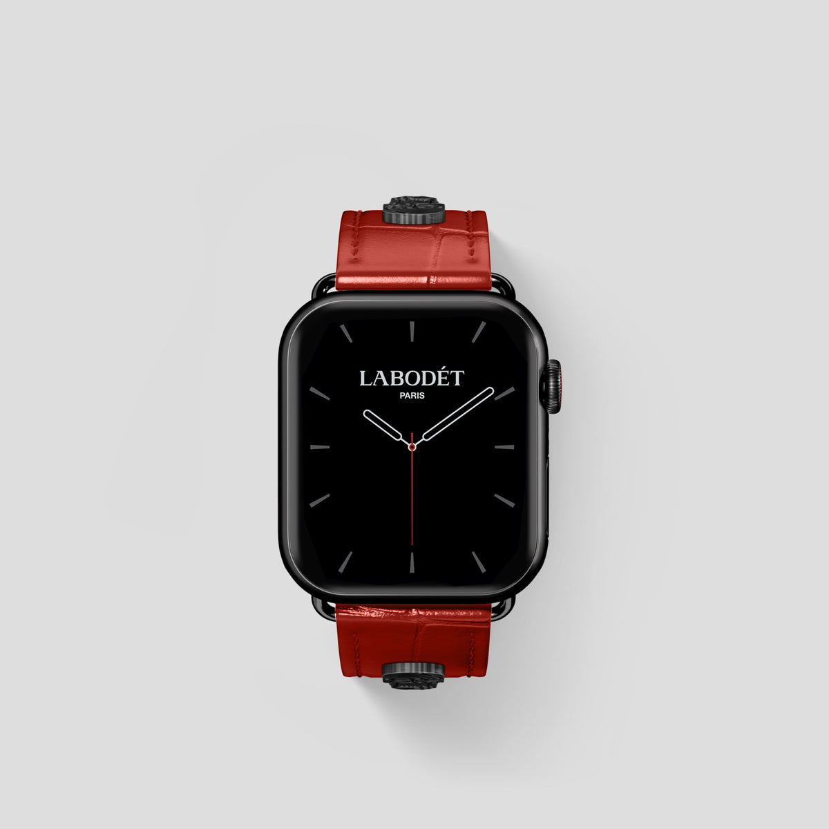 Red Classic Strap For Apple Watch 42mm In Alligator with Black Metal -2 | Red-Black
