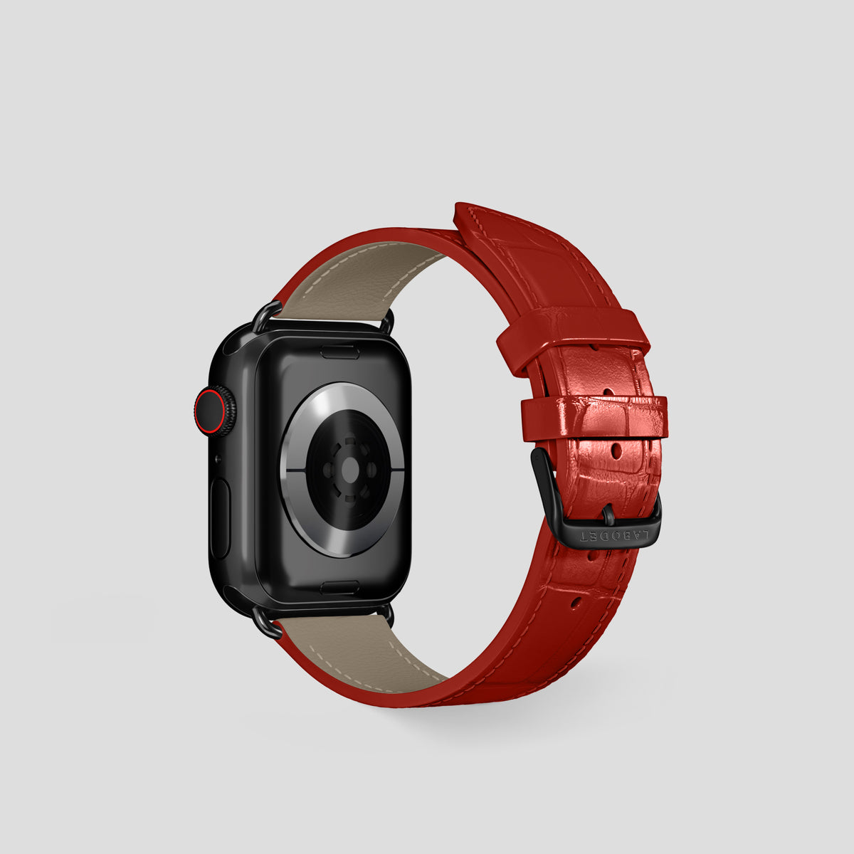 Red Classic Strap For Apple Watch 42mm In Alligator with Black Metal -3 | Red-Black