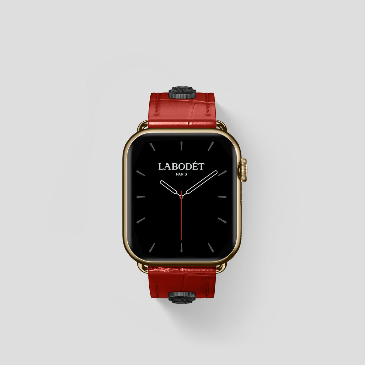 Red Classic Strap For Apple Watch 42mm In Alligator with Gold Metal -2 | Red-Gold