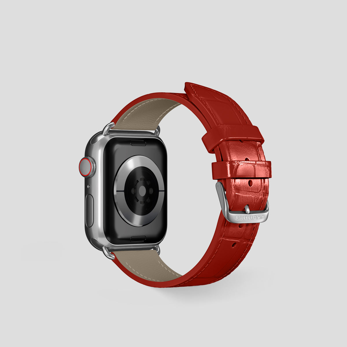 Red Classic Strap For Apple Watch 42mm In Alligator with Steel Metal -3 | Red-Steel
