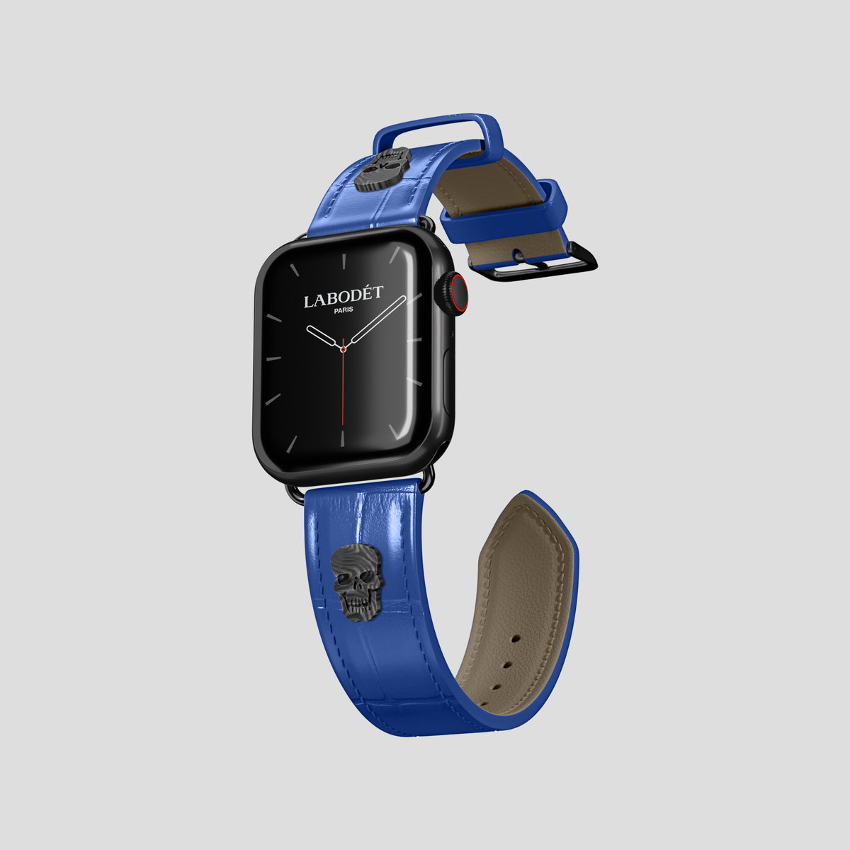 Royal Blue Classic Strap For Apple Watch 42mm In Alligator with Black Metal -1 | Royal-Blue-Black
