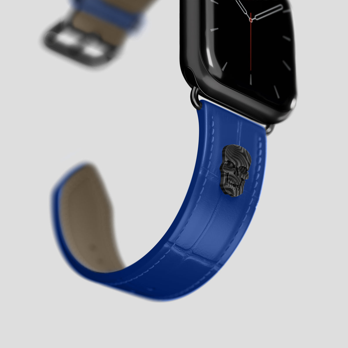 Royal Blue Classic Strap For Apple Watch 42mm In Alligator with Black Metal -4 | Royal-Blue-Black