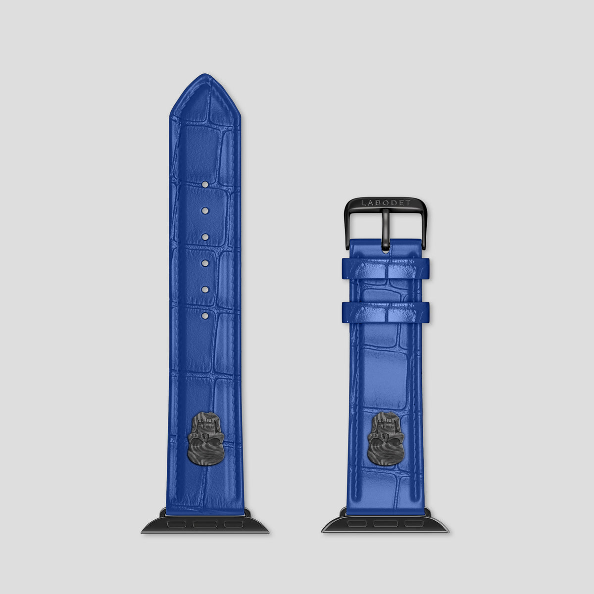 Royal Blue Classic Strap For Apple Watch 42mm In Alligator with Black Metal -5 | Royal-Blue-Black