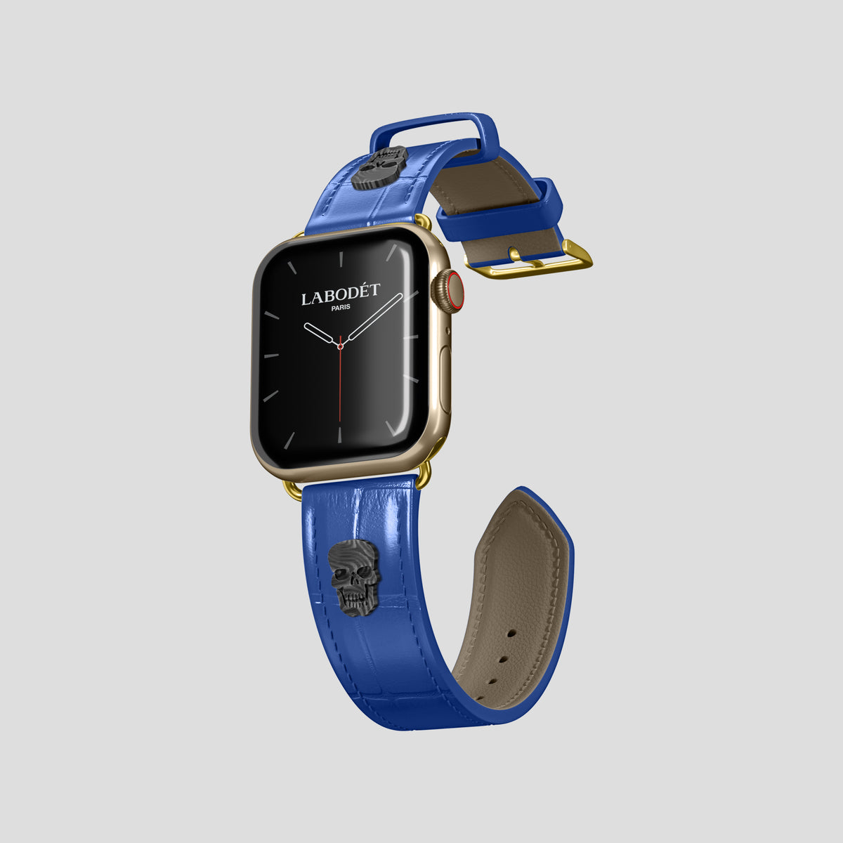 Royal Blue Classic Strap For Apple Watch 42mm In Alligator with Gold Metal -1 | Royal-Blue-Gold