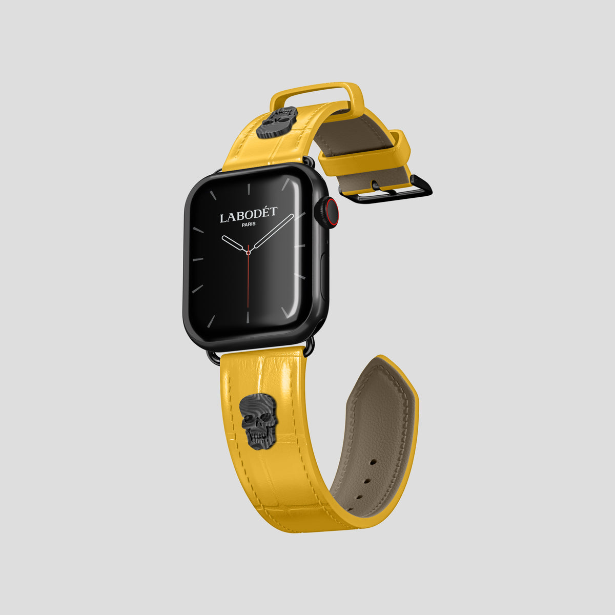 Yellow Classic Strap For Apple Watch 42mm In Alligator with Black Metal -1 | Yellow-Black