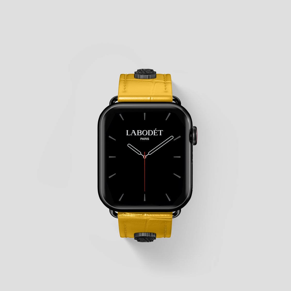 Yellow Classic Strap For Apple Watch 42mm In Alligator with Black Metal -2 | Yellow-Black