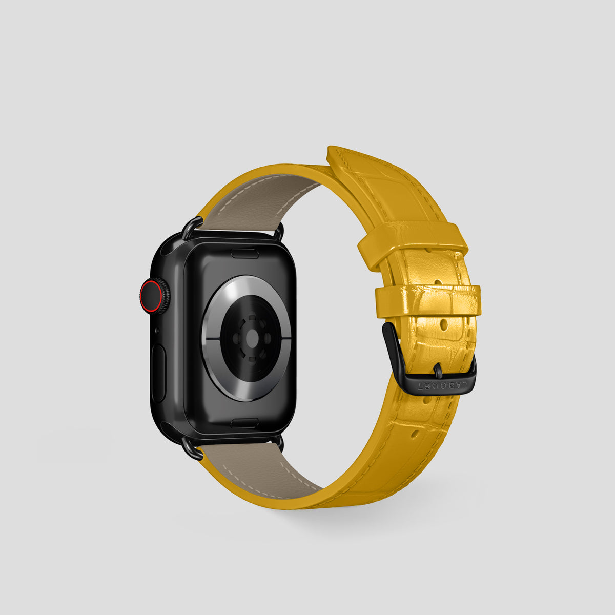 Yellow Classic Strap For Apple Watch 42mm In Alligator with Black Metal -3 | Yellow-Black
