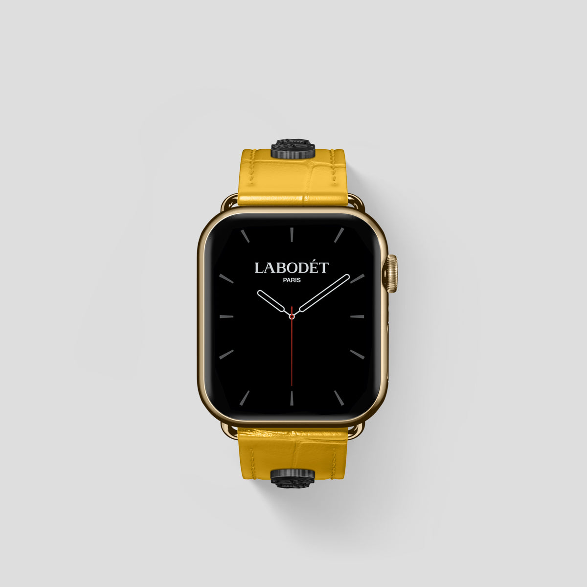 Yellow Classic Strap For Apple Watch 42mm In Alligator with Gold Metal -2 | Yellow-Gold