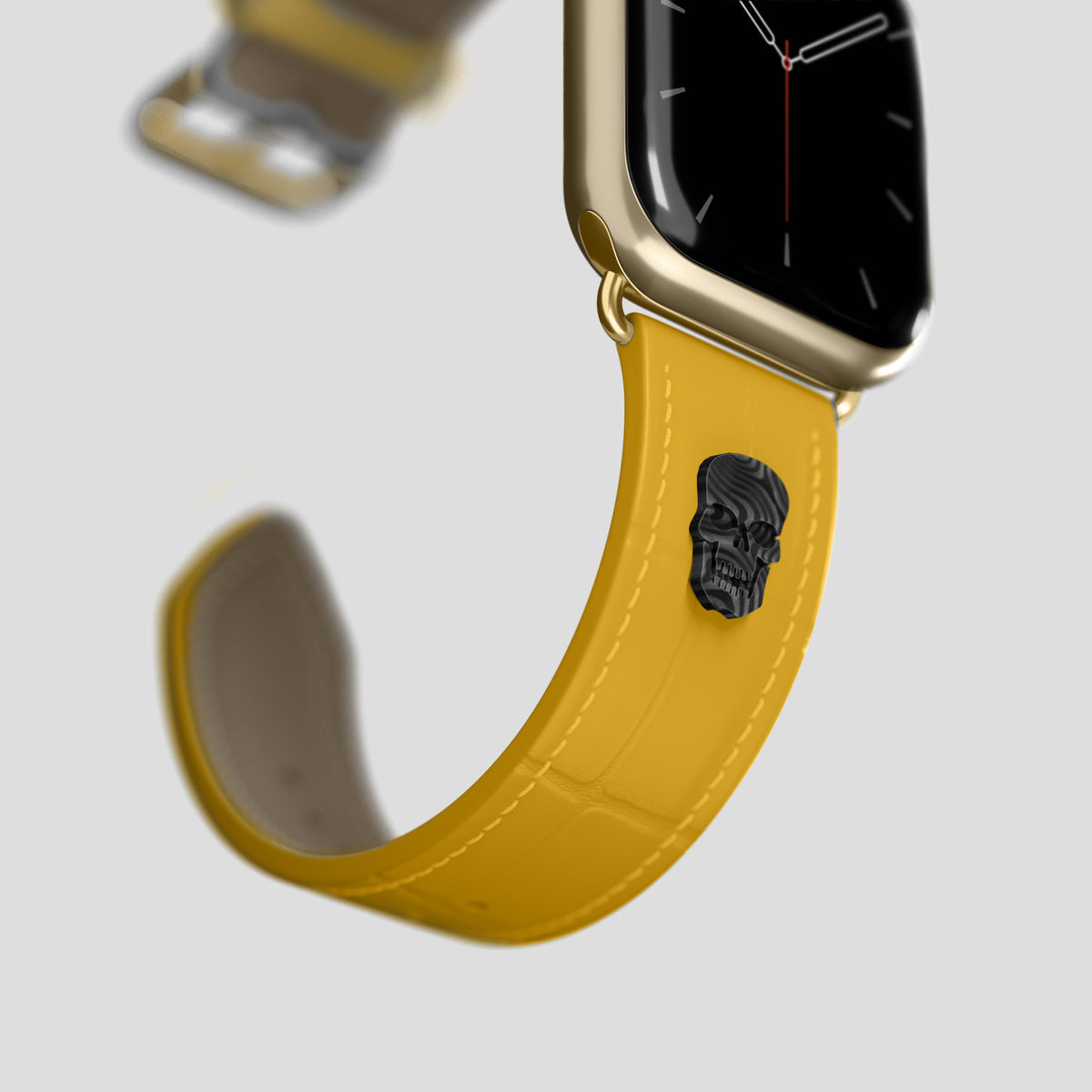 Yellow Classic Strap For Apple Watch 42mm In Alligator with Gold Metal -4 | Yellow-Gold