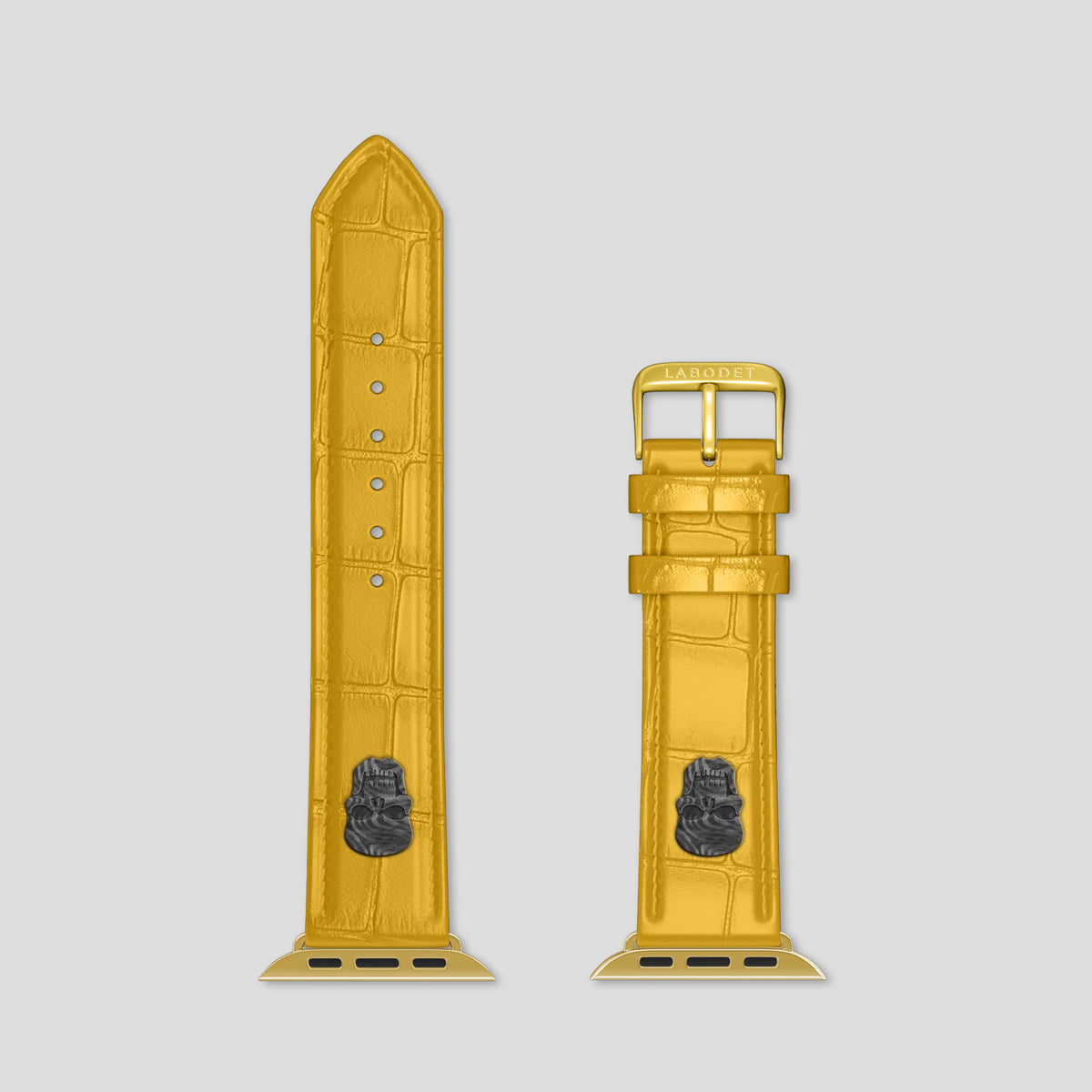 Yellow Classic Strap For Apple Watch 42mm In Alligator with Gold Metal -5 | Yellow-Gold