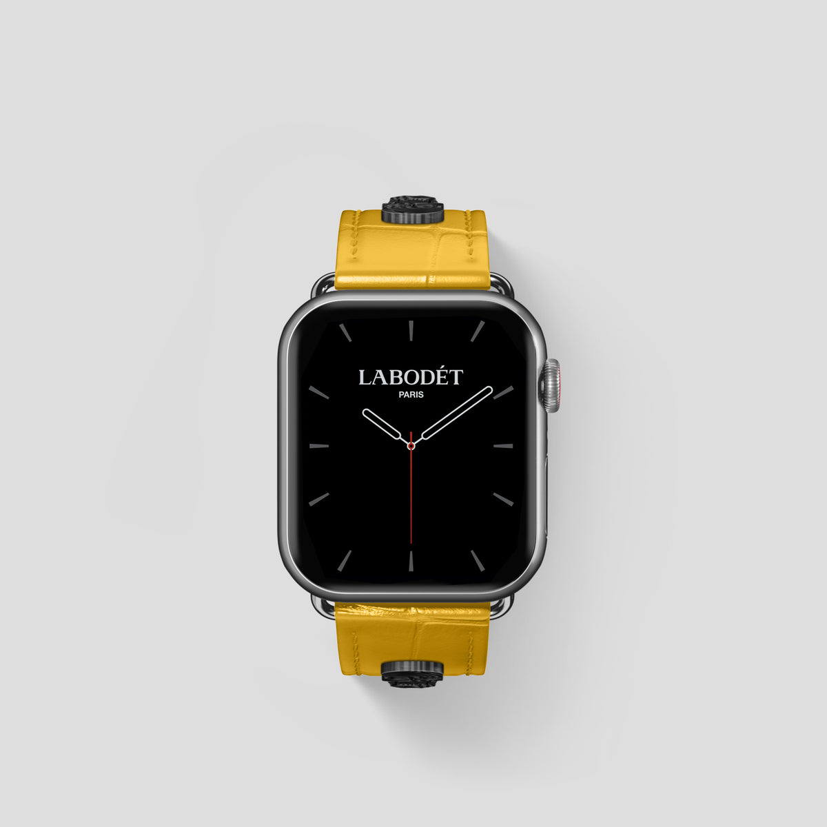 Yellow Classic Strap For Apple Watch 42mm In Alligator with Steel Metal -2 | Yellow-Steel