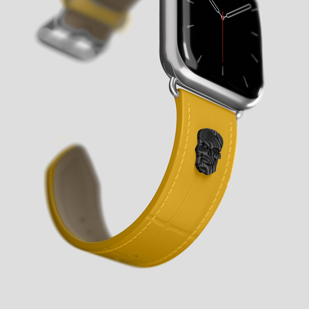 Yellow Classic Strap For Apple Watch 42mm In Alligator with Steel Metal -4 | Yellow-Steel