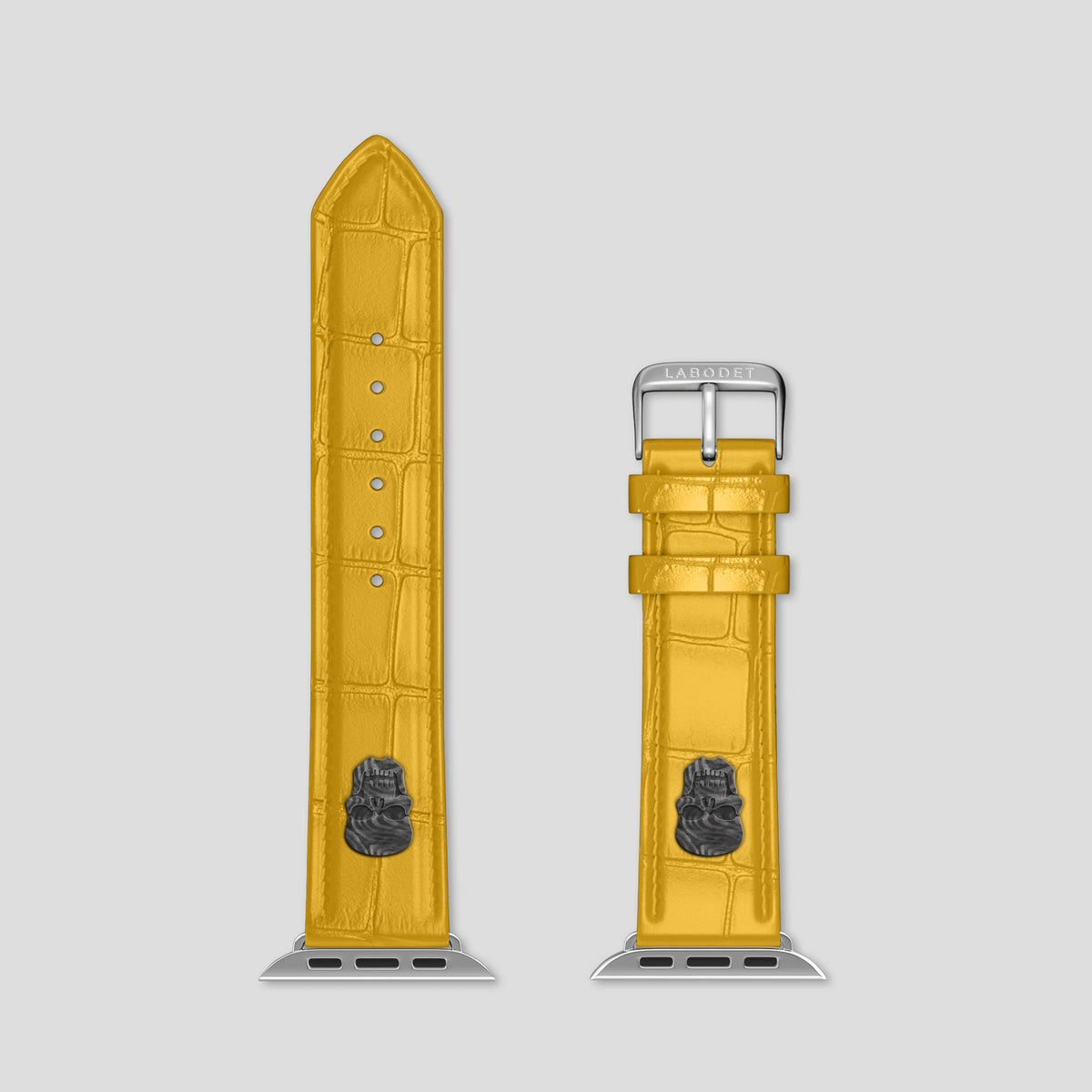 Yellow Classic Strap For Apple Watch 42mm In Alligator with Steel Metal -5 | Yellow-Steel