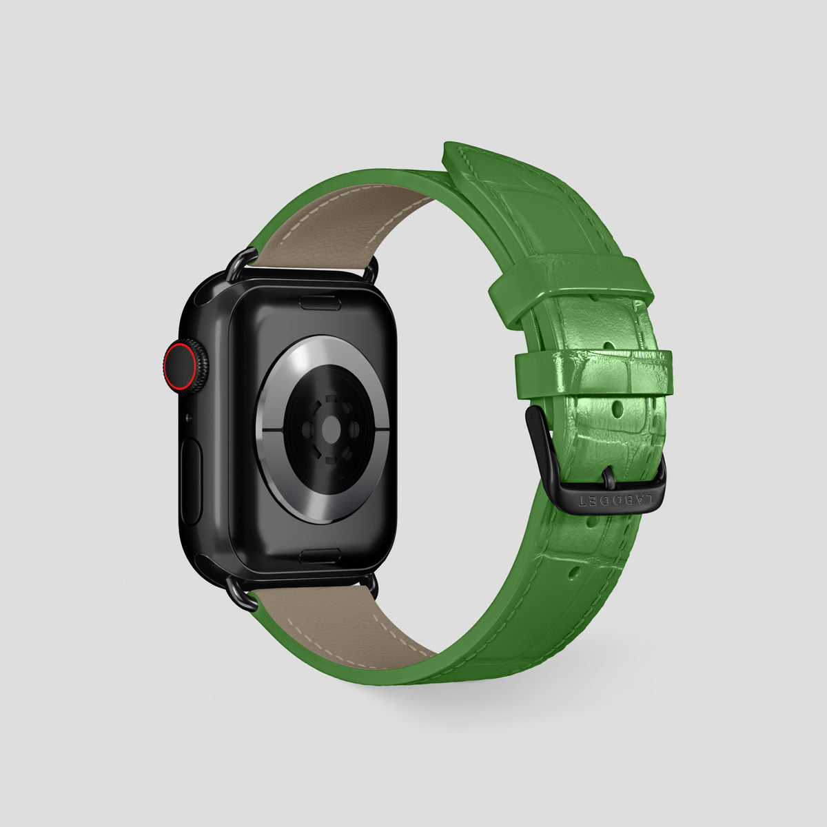 Apple-Green Classic Strap For Apple Watch 46mm In Alligator with Black Metal -3 | Apple-Green-Black