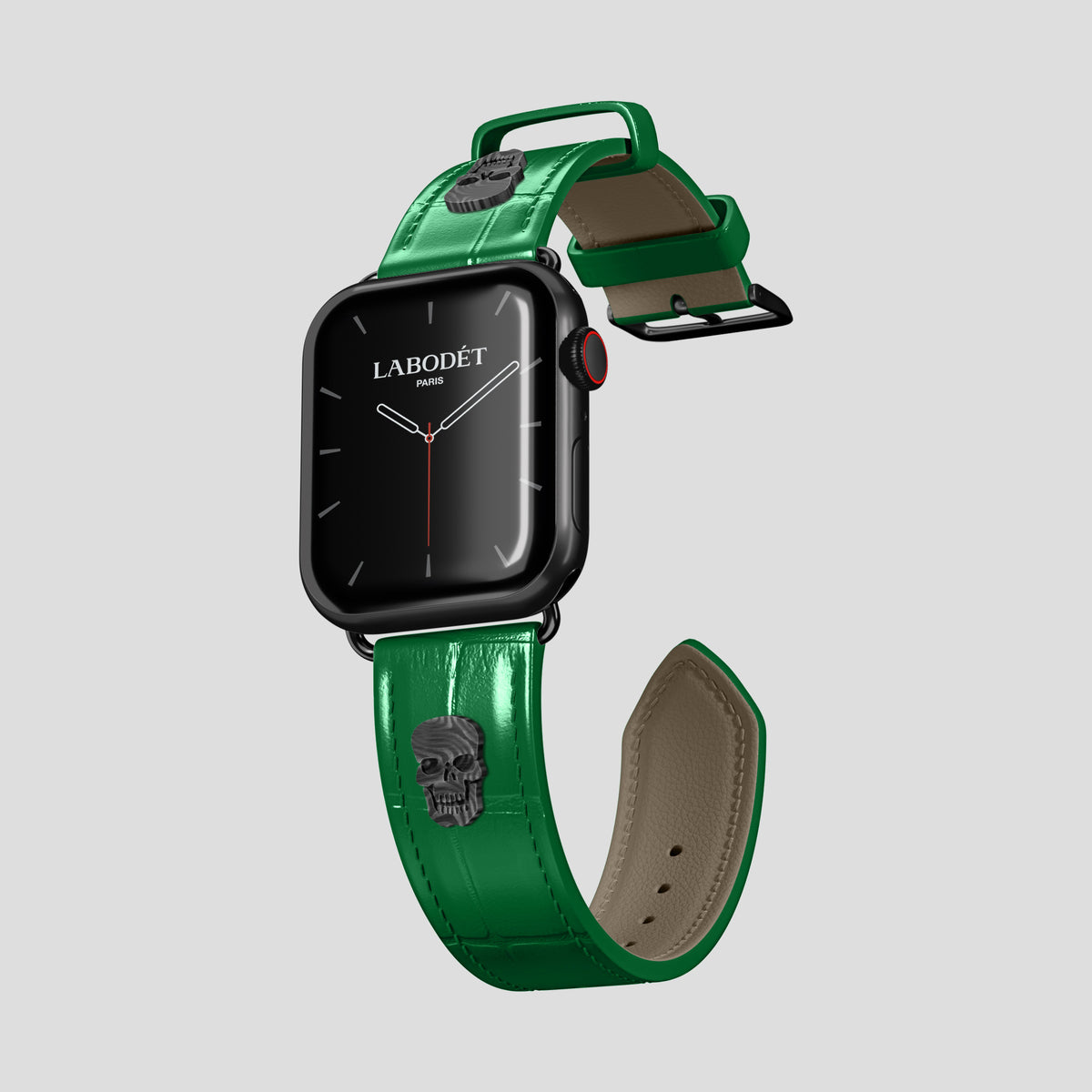 Forest-Green Classic Strap For Apple Watch 46mm In Alligator with Black Metal -1 | Forest-Green-Black