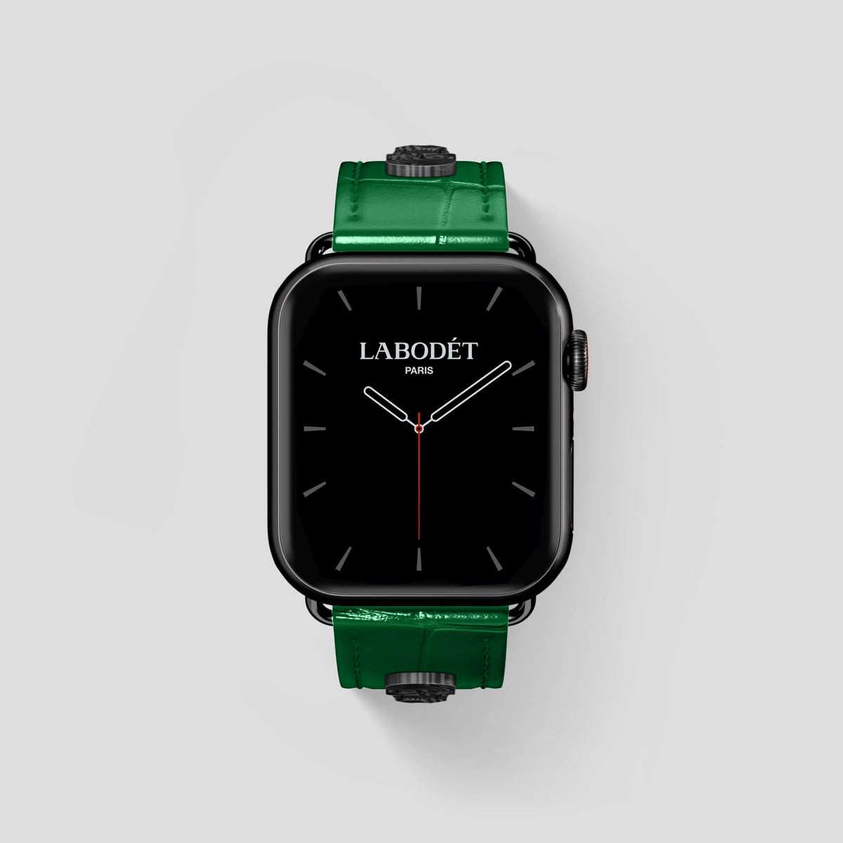 Forest-Green Classic Strap For Apple Watch 46mm In Alligator with Black Metal -2 | Forest-Green-Black