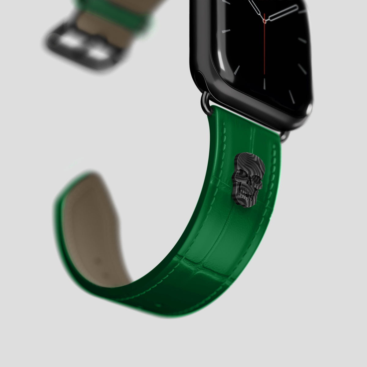 Forest-Green Classic Strap For Apple Watch 46mm In Alligator with Black Metal -4 | Forest-Green-Black