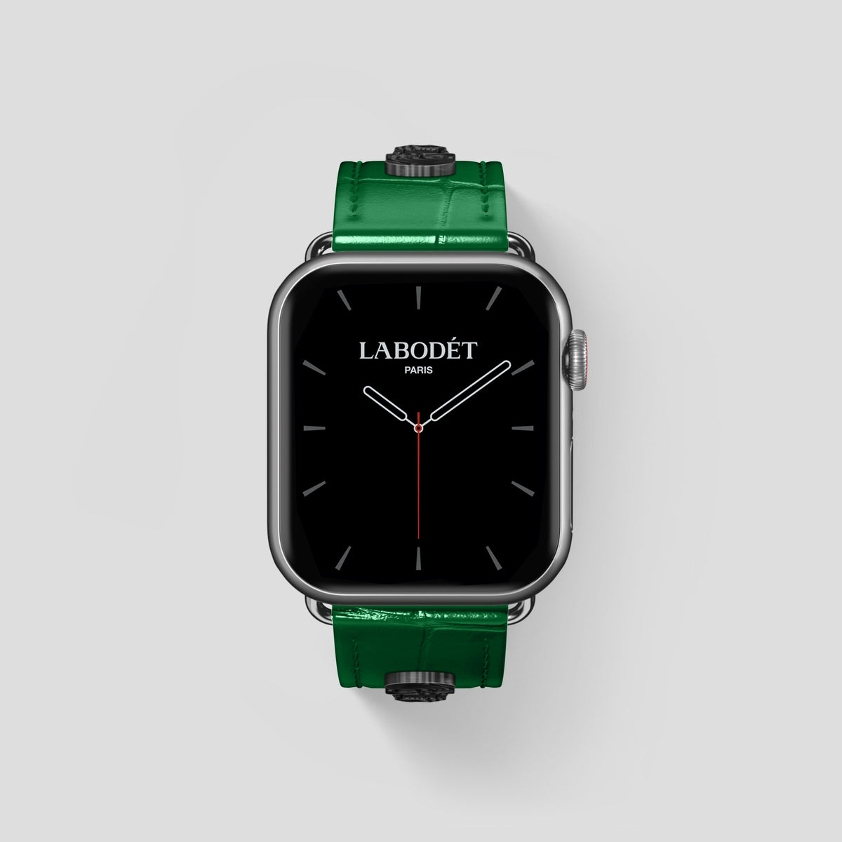 Forest-Green Classic Strap For Apple Watch 46mm In Alligator with Steel Metal -2 | Forest-Green-Steel