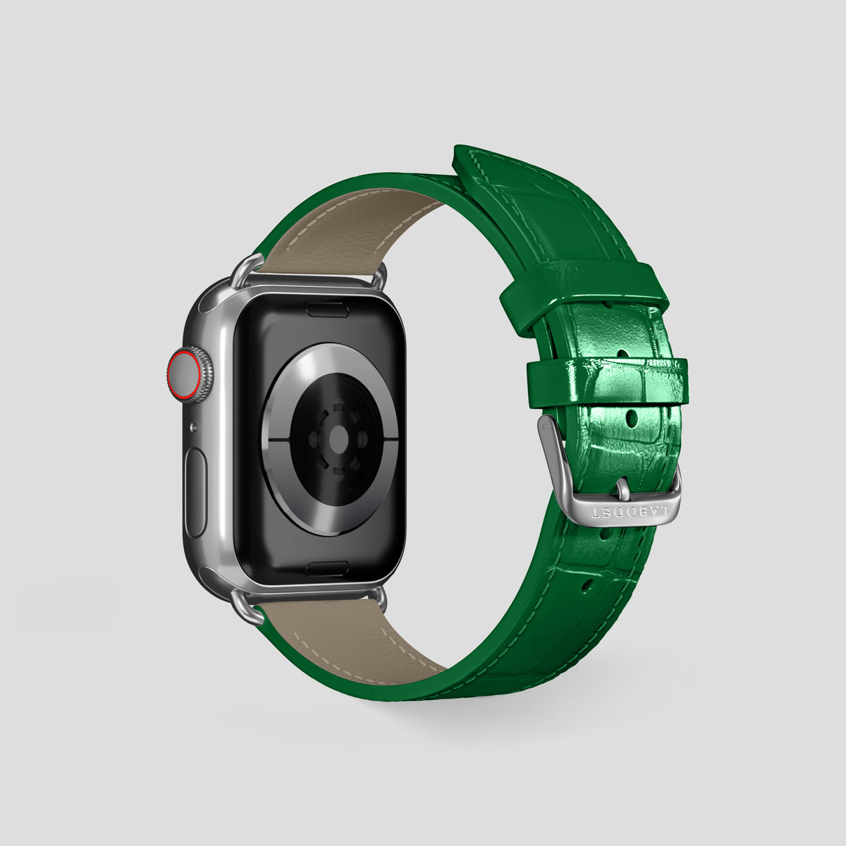 Forest-Green Classic Strap For Apple Watch 46mm In Alligator with Steel Metal -3 | Forest-Green-Steel