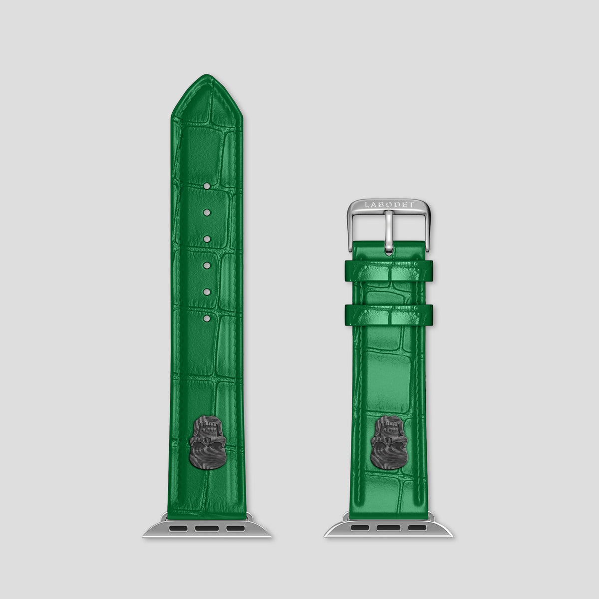 Forest-Green Classic Strap For Apple Watch 46mm In Alligator with Steel Metal -5 | Forest-Green-Steel