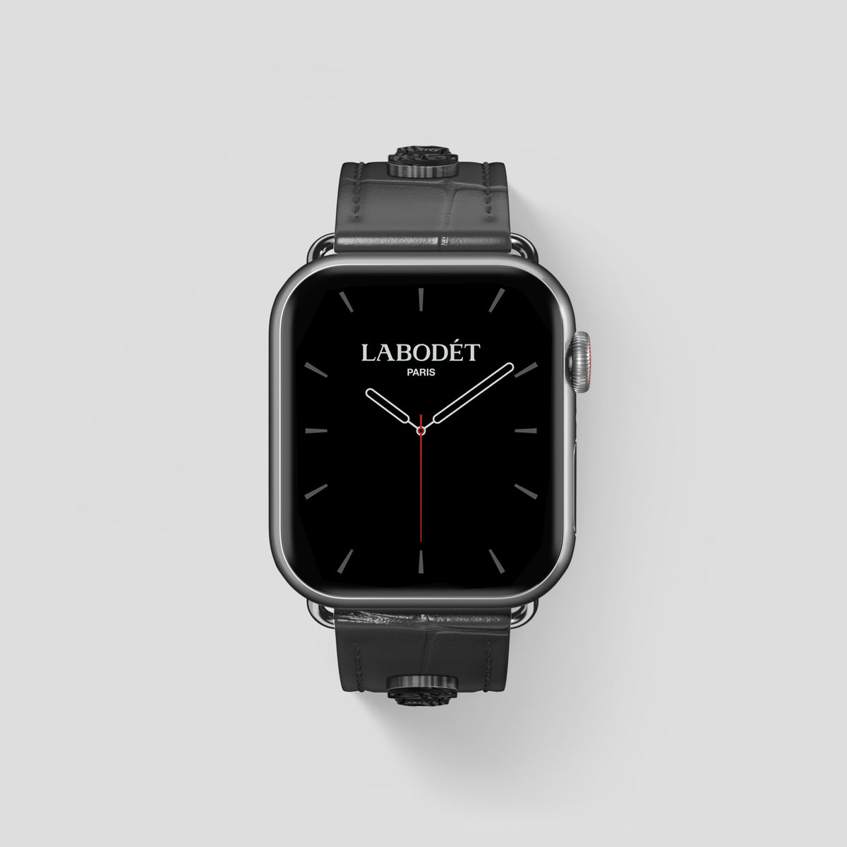 Grey Classic Strap For Apple Watch 46mm In Alligator with Steel Metal -2 | Grey-Steel
