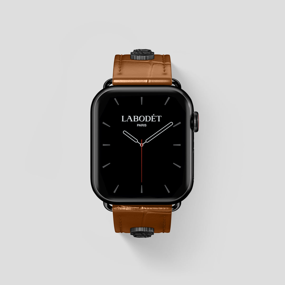 Honey Classic Strap For Apple Watch 46mm In Alligator with Black Metal -2 | Honey-Black