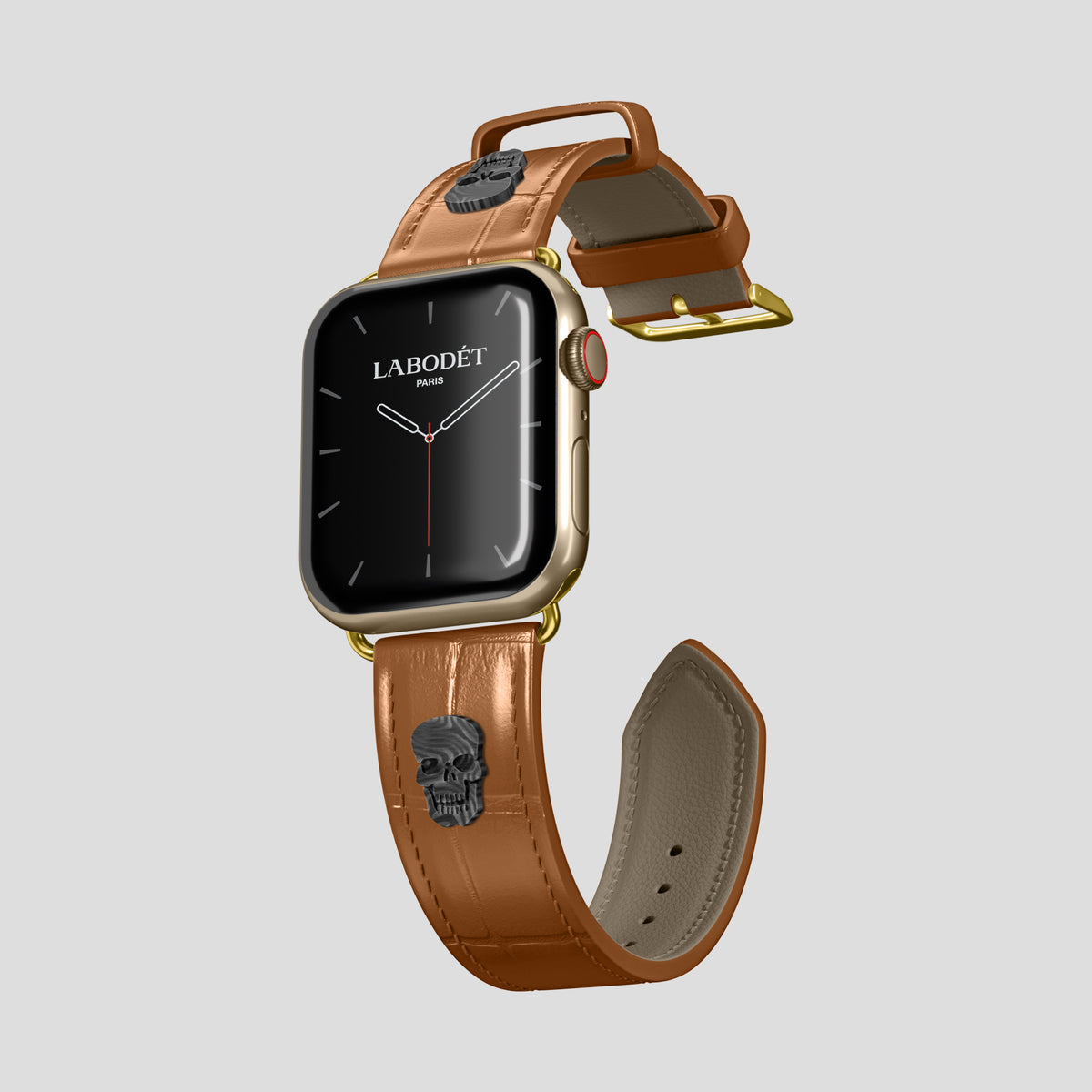 Honey Classic Strap For Apple Watch 46mm In Alligator with Gold Metal -1 | Honey-Gold