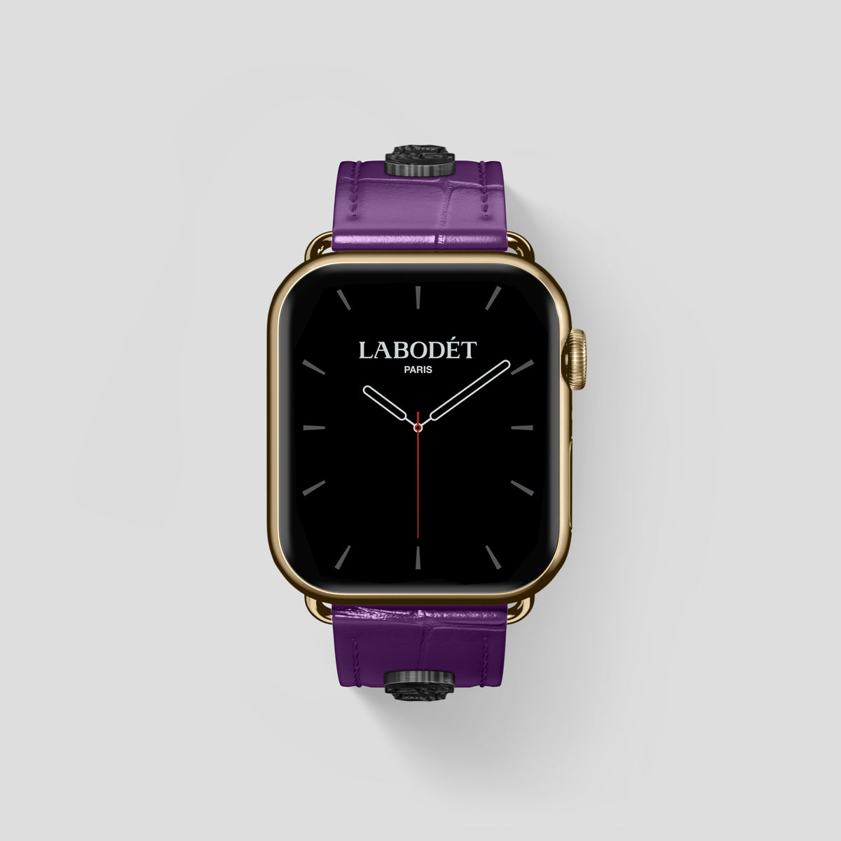 Purple Classic Strap For Apple Watch 46mm In Alligator with Gold Metal -2 | Purple-Gold