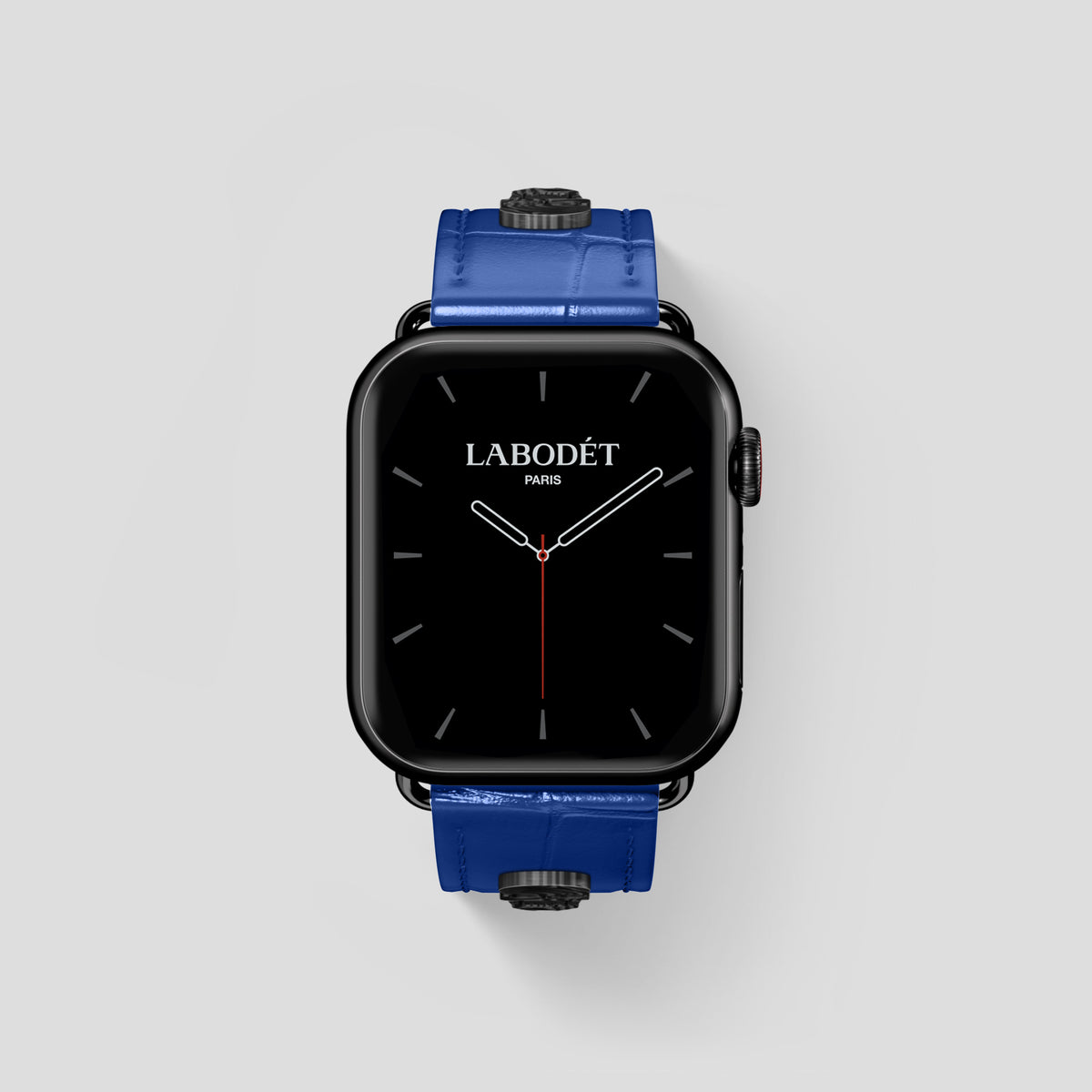 Royal Blue Classic Strap For Apple Watch 46mm In Alligator with Black Metal -2 | Royal-Blue-Black