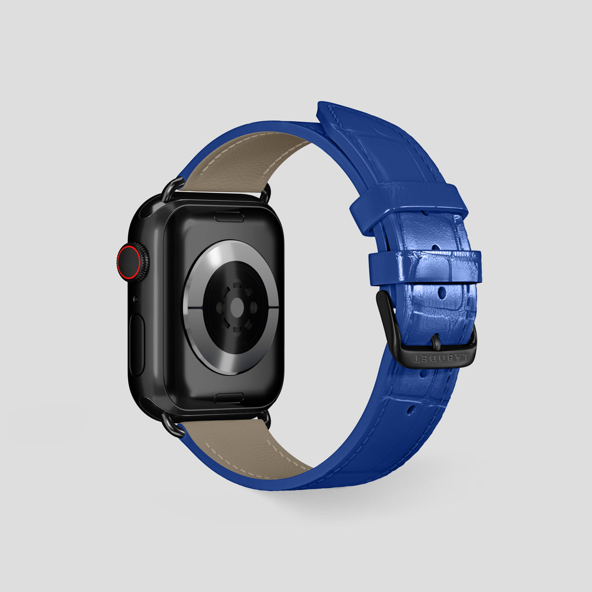 Royal Blue Classic Strap For Apple Watch 46mm In Alligator with Black Metal -3 | Royal-Blue-Black