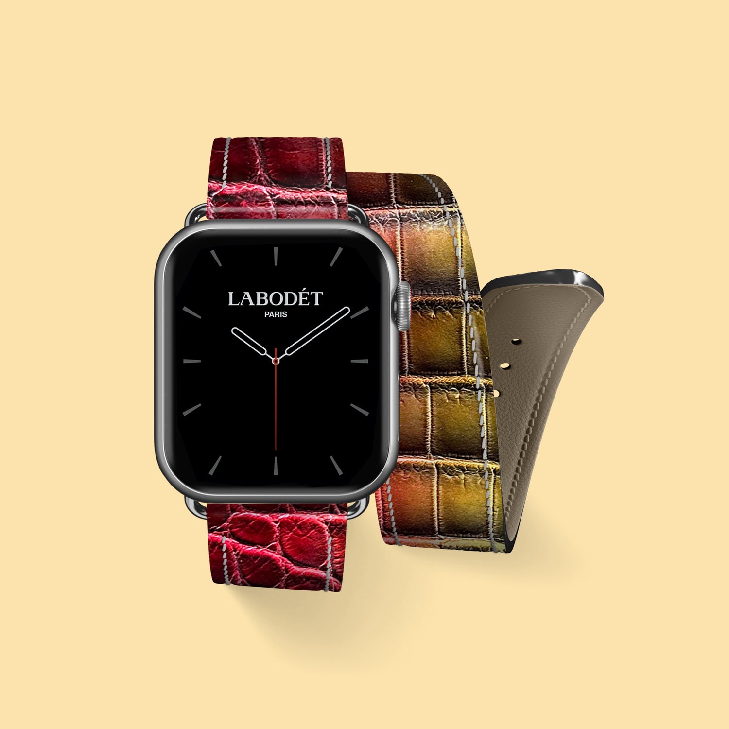 Sunset Apple Watch Strap Double 42mm 1/1 Alligator with SteelMetal -1 | Sunset-Steel