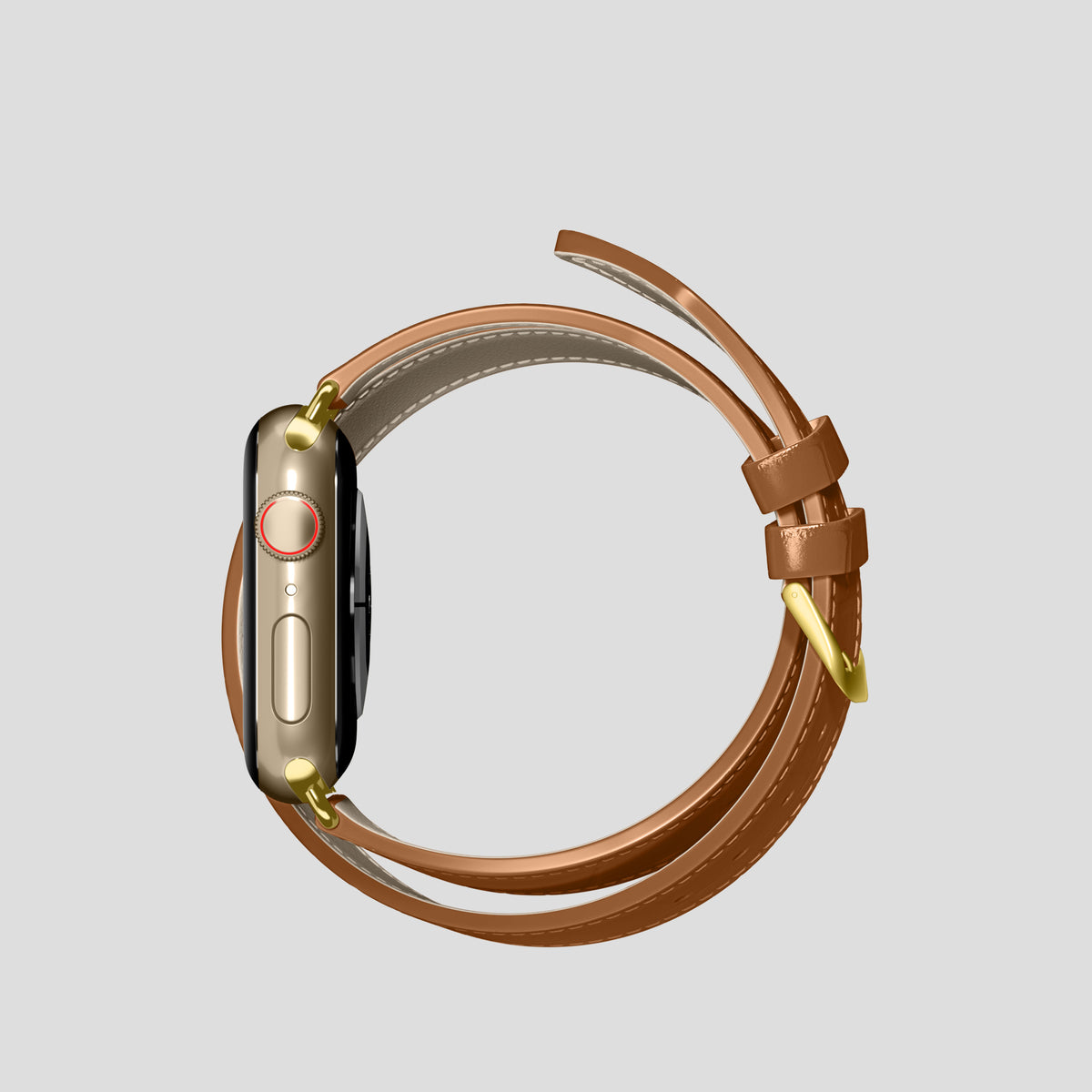 Honey Double Strap For Apple Watch 42mm In Alligator with Gold Metal -4 | Honey-Gold