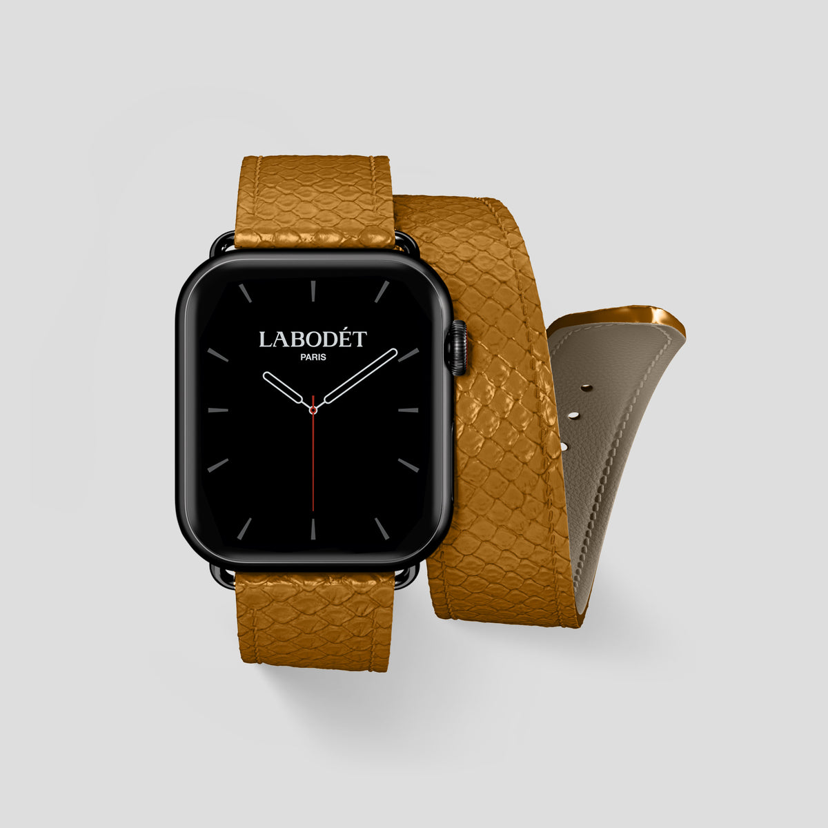 Honey Apple Watch 42mm Double Strap In Python with Black Metal -1 | Honey-Black