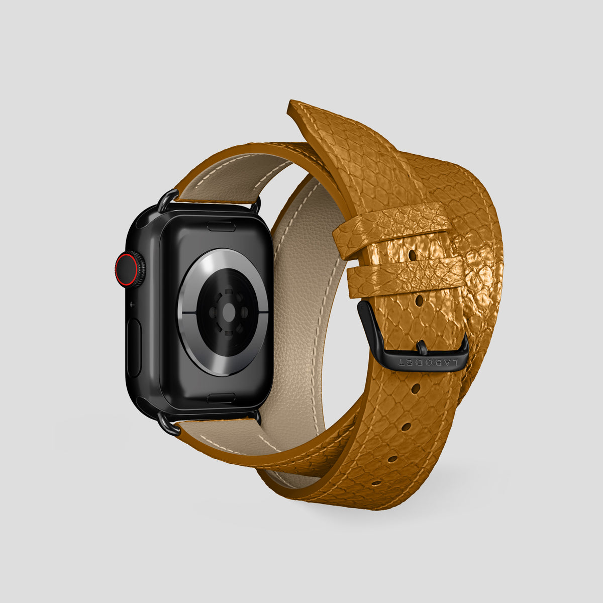 Honey Apple Watch 42mm Double Strap In Python with Black Metal -2 | Honey-Black