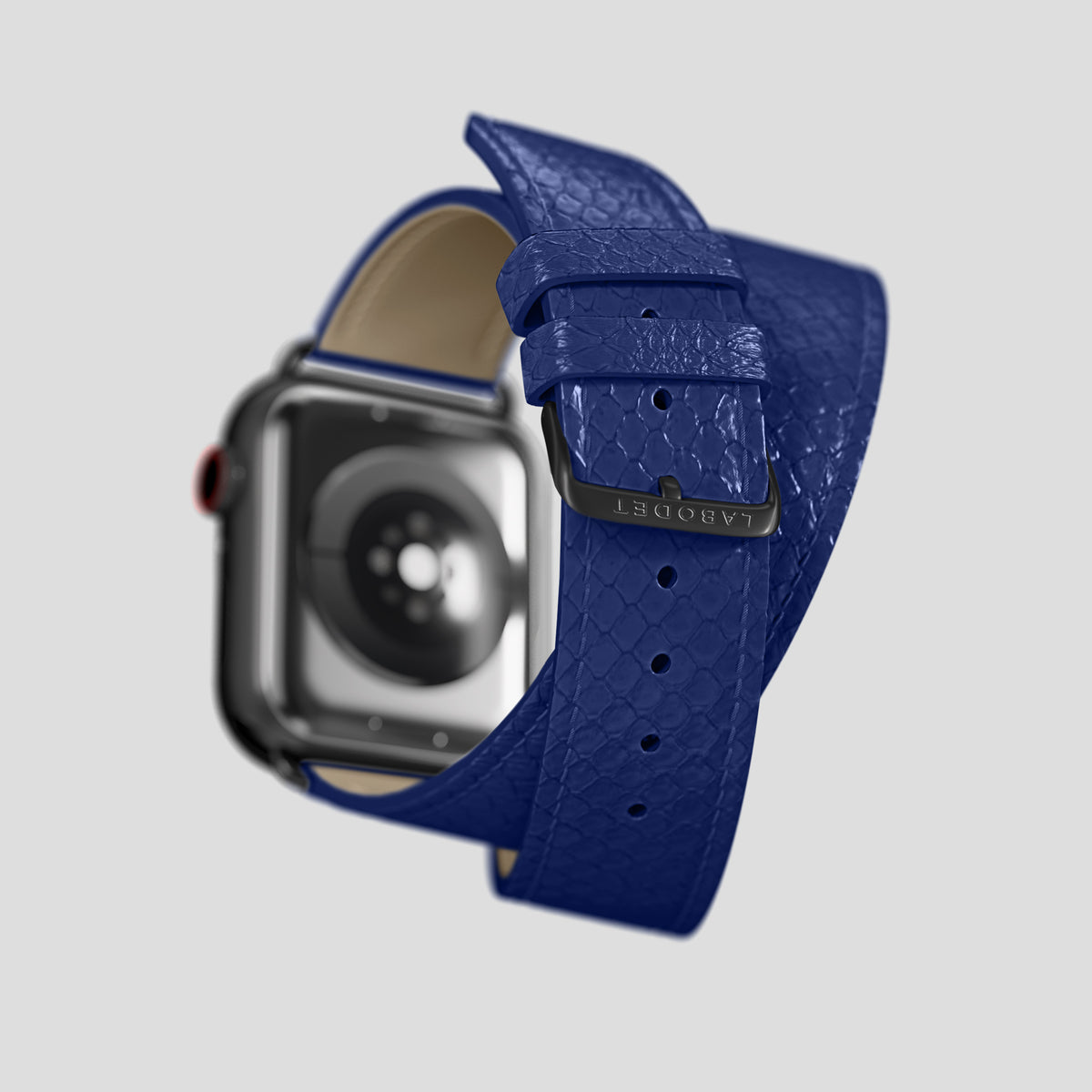 Royal Blue Apple Watch 42mm Double Strap In Python with Black Metal -5 | Royal-Blue-Black