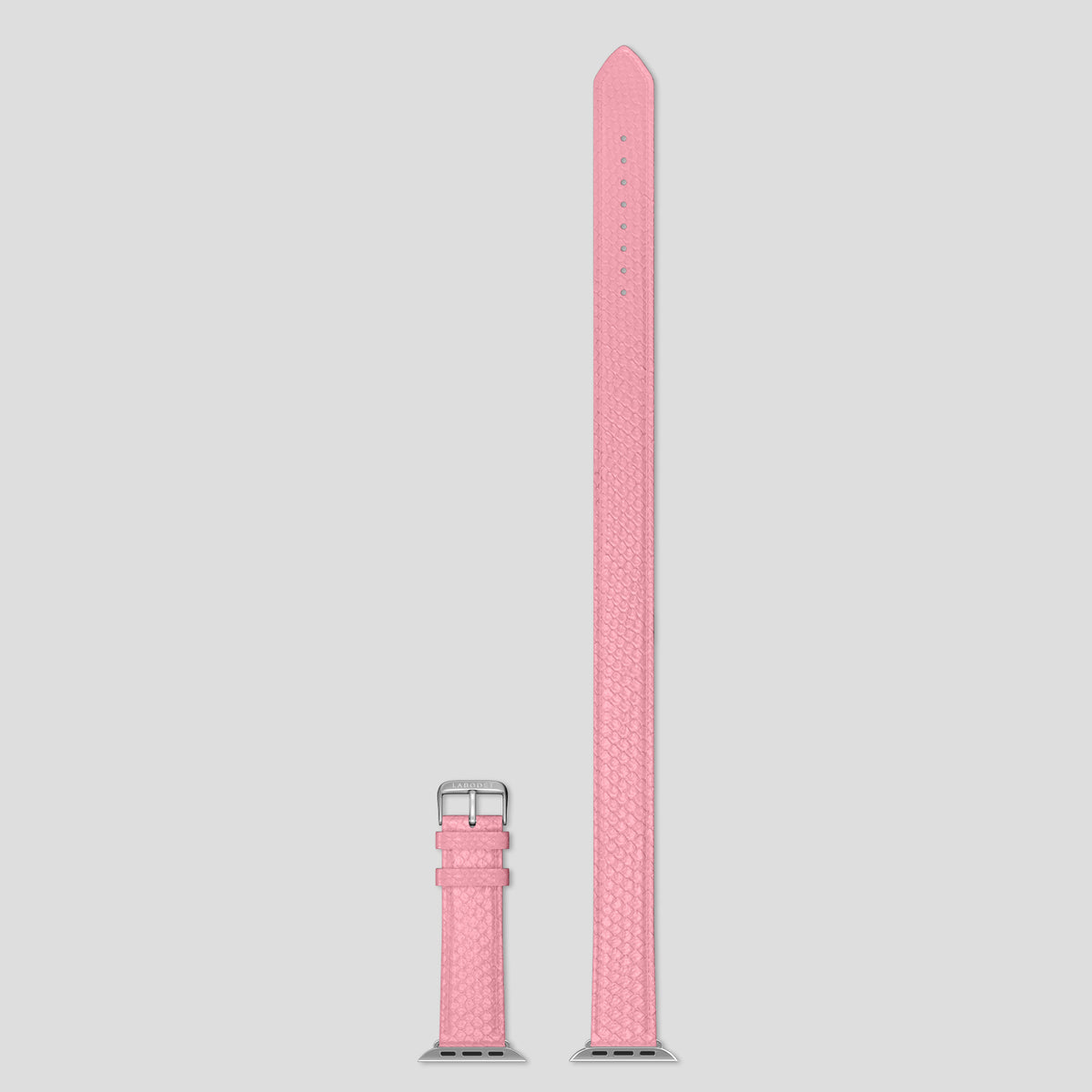 Pink Apple Watch 42mm Double Strap In Python with Steel Metal -6 | Pink-Steel