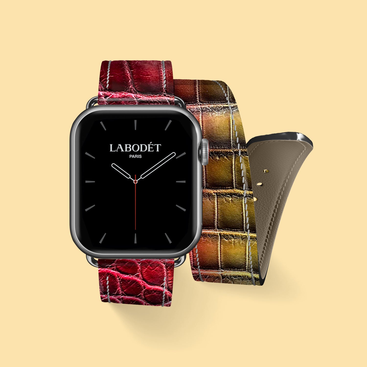 Sunset Apple Watch Strap Double 46mm 1/1 Alligator with Steel Metal -1 | Sunset-Steel